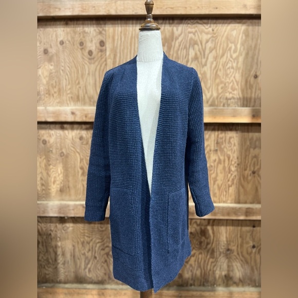 Madewell Alpaca Merino Wool Blend Waffle Stitch Open Front Long Cardigan Sweater - Picture 4 of 10